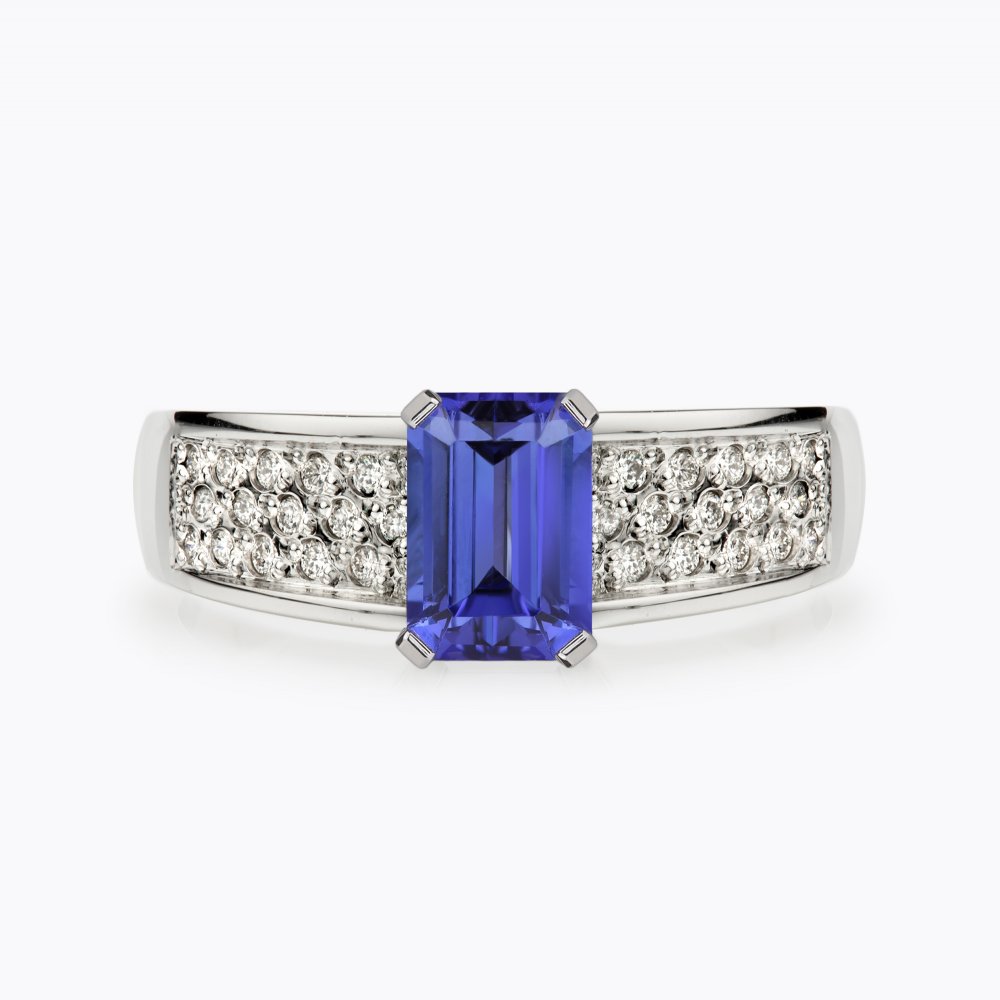 Prsten s tanzanitem a diamanty 04 | Zlatnictví Vaněk