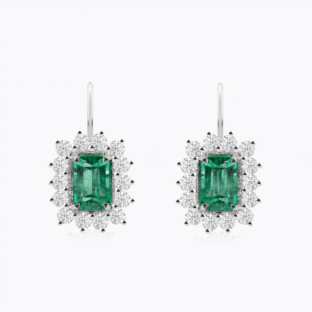 Náušnice se smaragdy a diamanty 05 | Zlatnictví Vaněk