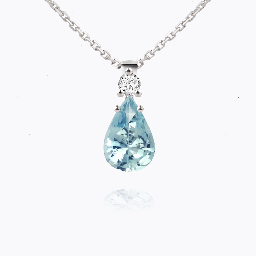 Náhrdelník s akvamarínem a diamantem 08 | Zlatnictví Vaněk