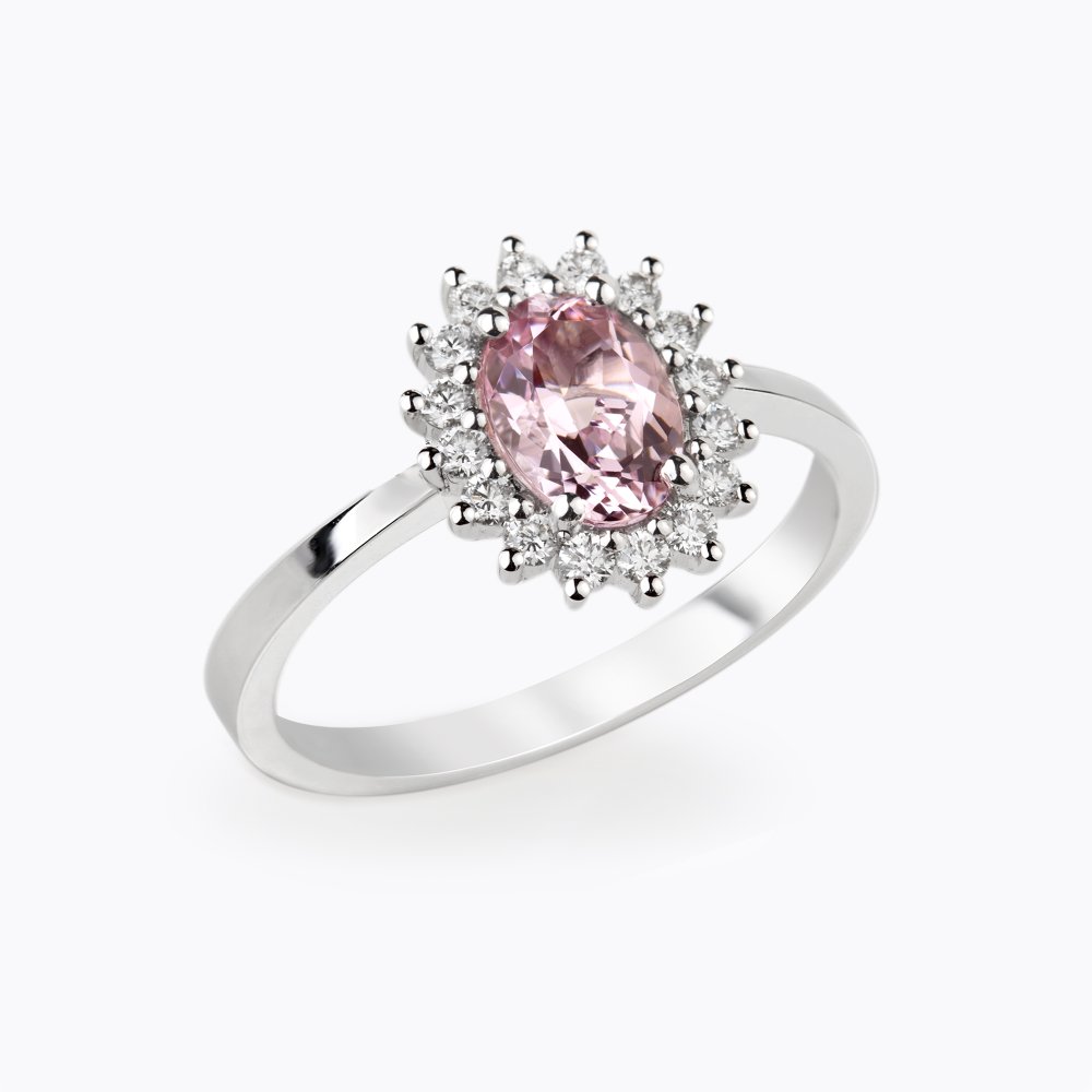 Prsten s morganitem a diamanty 03 | Zlatnictví Vaněk
