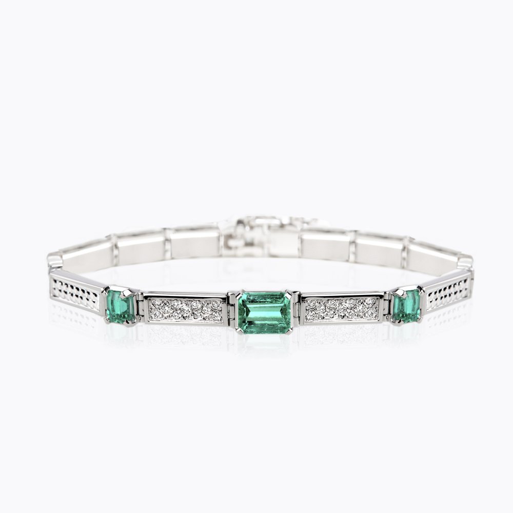 Náramek se smaragdy a diamanty 02 | Zlatnictví Vaněk