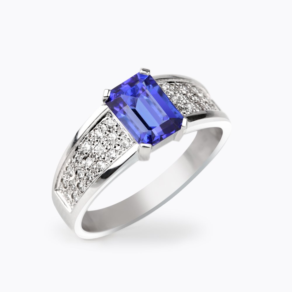 Prsten s tanzanitem a diamanty 04 | Zlatnictví Vaněk
